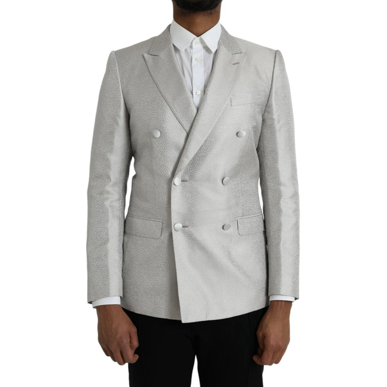 Off White Martini Double Breasted Coat Blazer Silk Clothing - Men