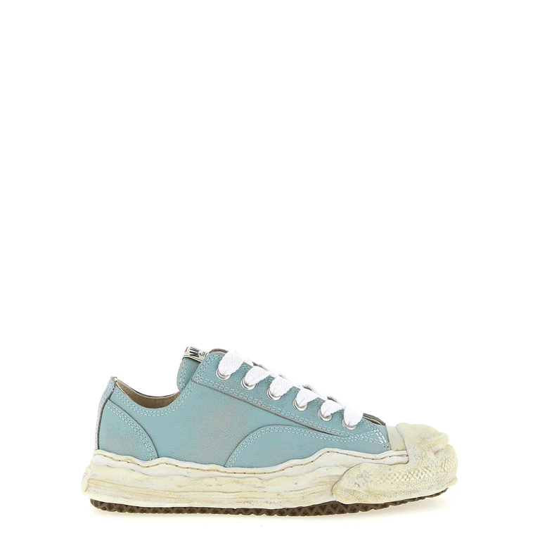 Blue Cowhide Low Top Sneakers - Men