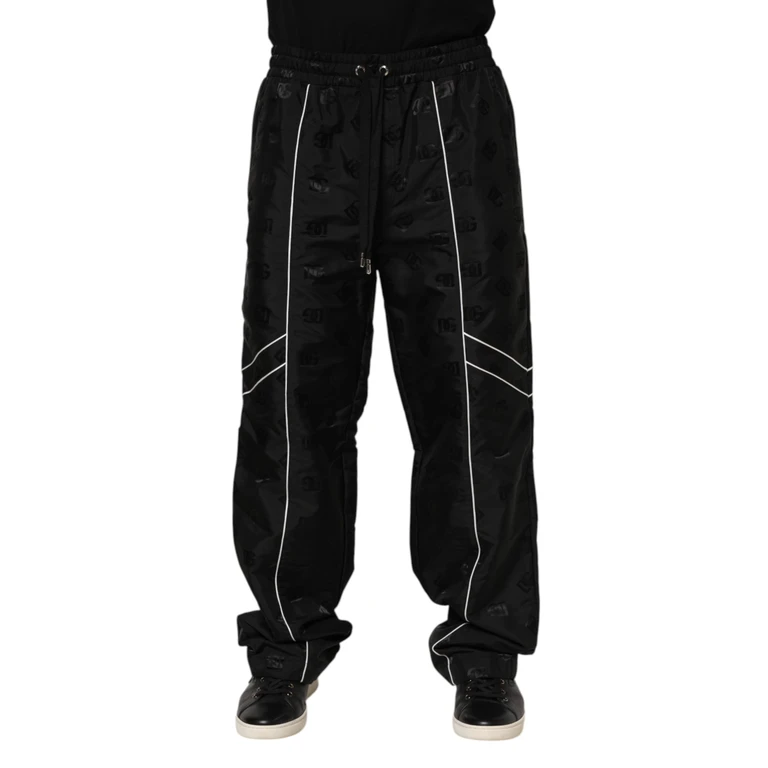 Dolce & Gabbana Black Cotton Straight Jogger Sweatpants Pants Silk Elastane - Men
