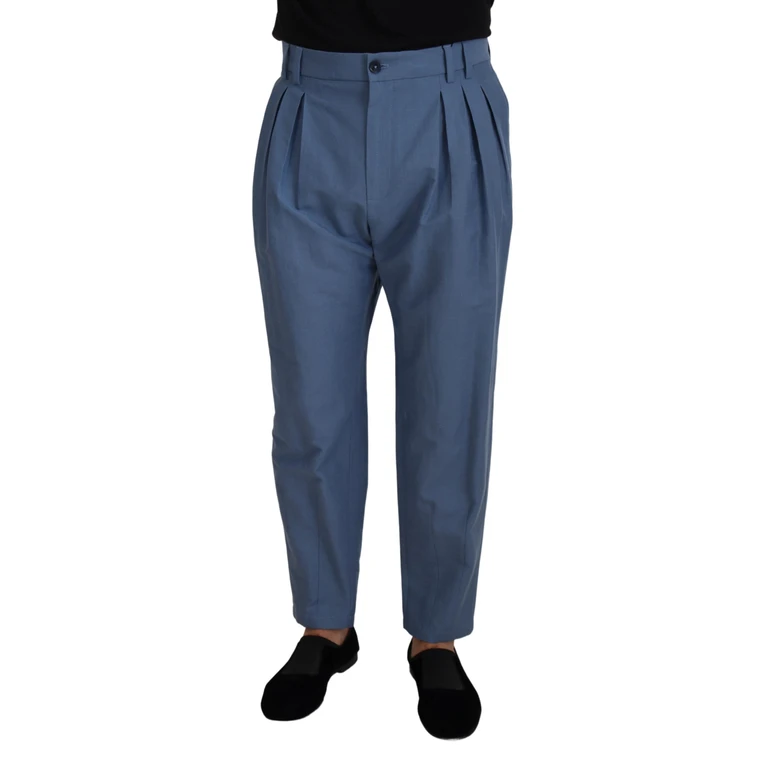 Dolce & Gabbana Blue Linen Chino Formal Pants Cotton - Men