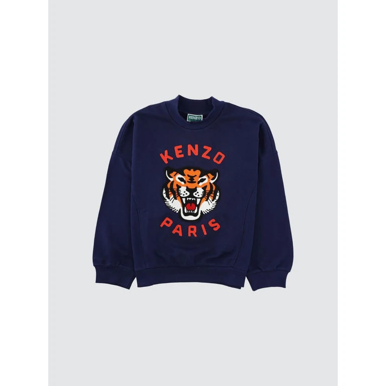 Boy's Cotton Crewneck Sweatshirt with Graphic Print and Contrast Logo (K61798BLU)