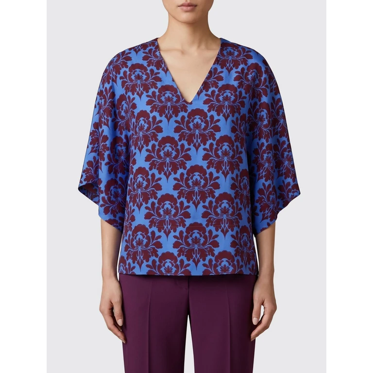 Relaxed Fit Floral Print Silk Blouse with Long Sleeves (MM862SE319986)