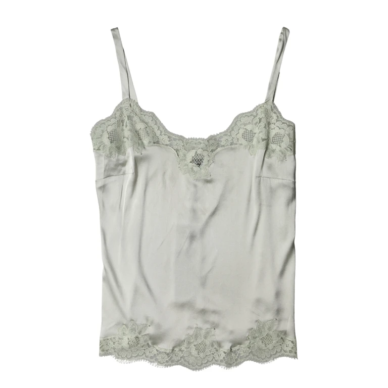Dolce & Gabbana Light Green Floral Lace Lingerie Top Underwear Cotton Elastane Nylon Silk - Women