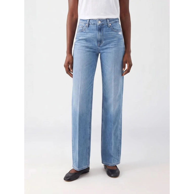 High-Waisted Straight Leg Jeans in Cotton and Lyocell Denim (7984I0736558W3655)