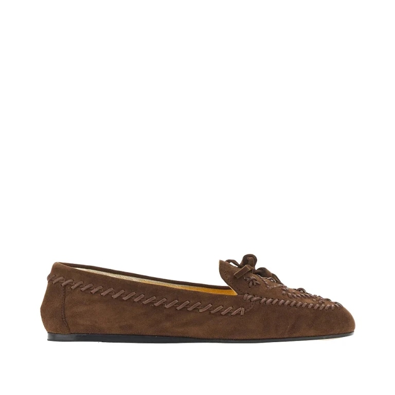 PRADA Embroidered suede leather loafers Woman 37