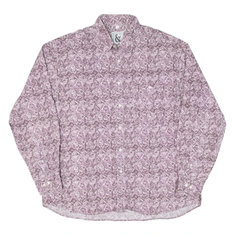 SPORTIVES NATURE Mens Shirt Purple Crazy Pattern Long Sleeve XL