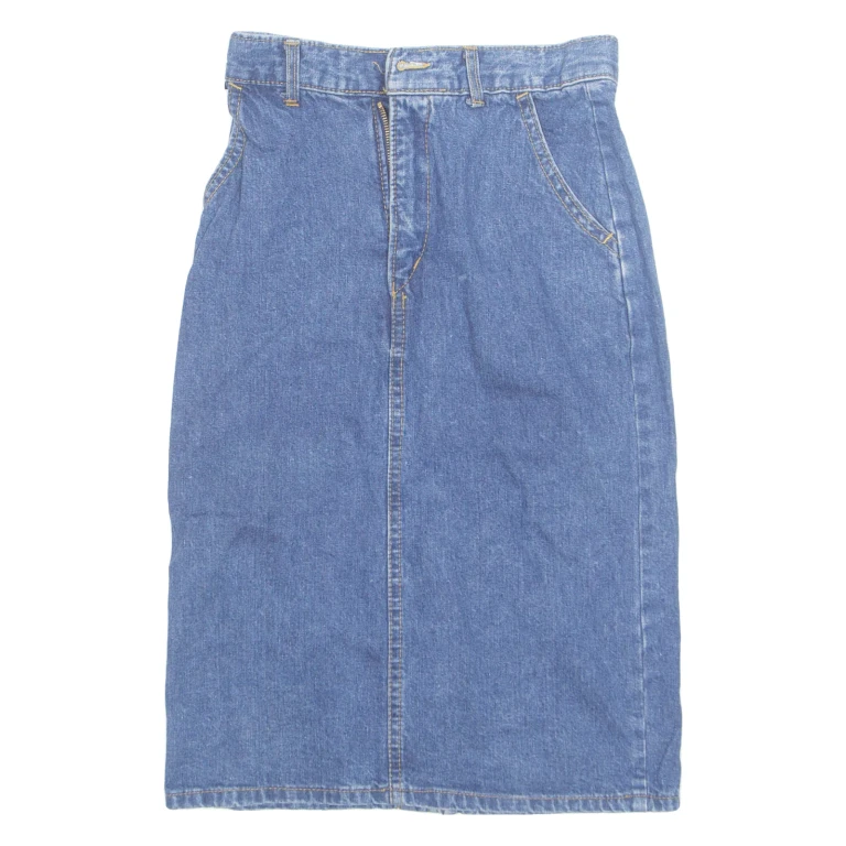 Womens Straight Skirt Blue Knee Length Denim XXS