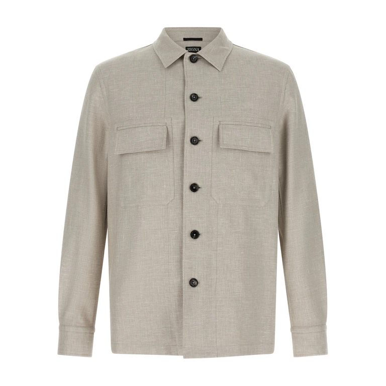 Zegna Gray Linen Blouse - Men