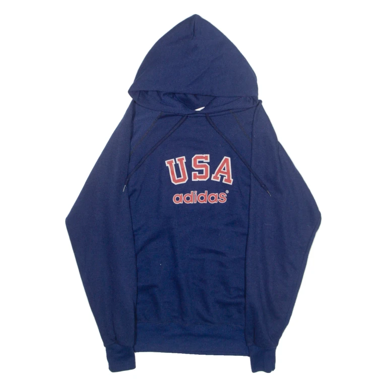 ADIDAS Womens Blue Hoodie 90s USA L