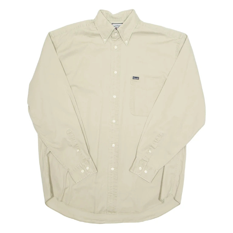 FACONNNABLE Mens Plain Shirt Beige Long Sleeve M