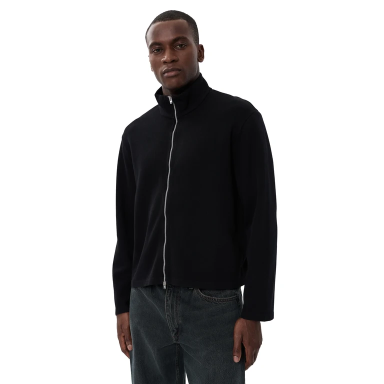Ribbed Zip Sweater Jacket Black Athletic Rib 52