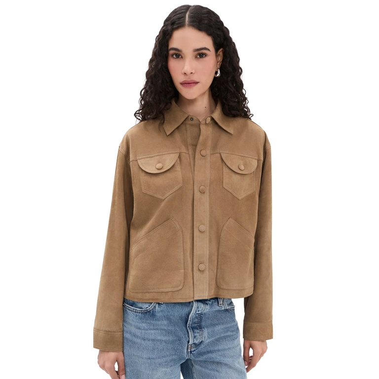 FRAME The Suede Utility Jacket Chai XS