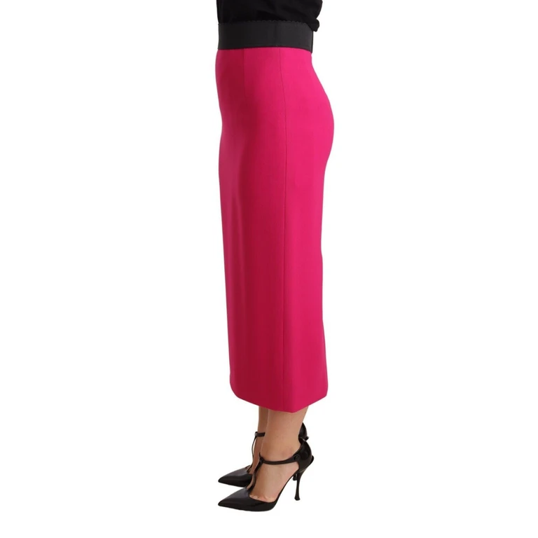 Dolce & Gabbana Pink High Waist Stretch Pencil Straight Skirt Rayon Acetate Elastane - Women