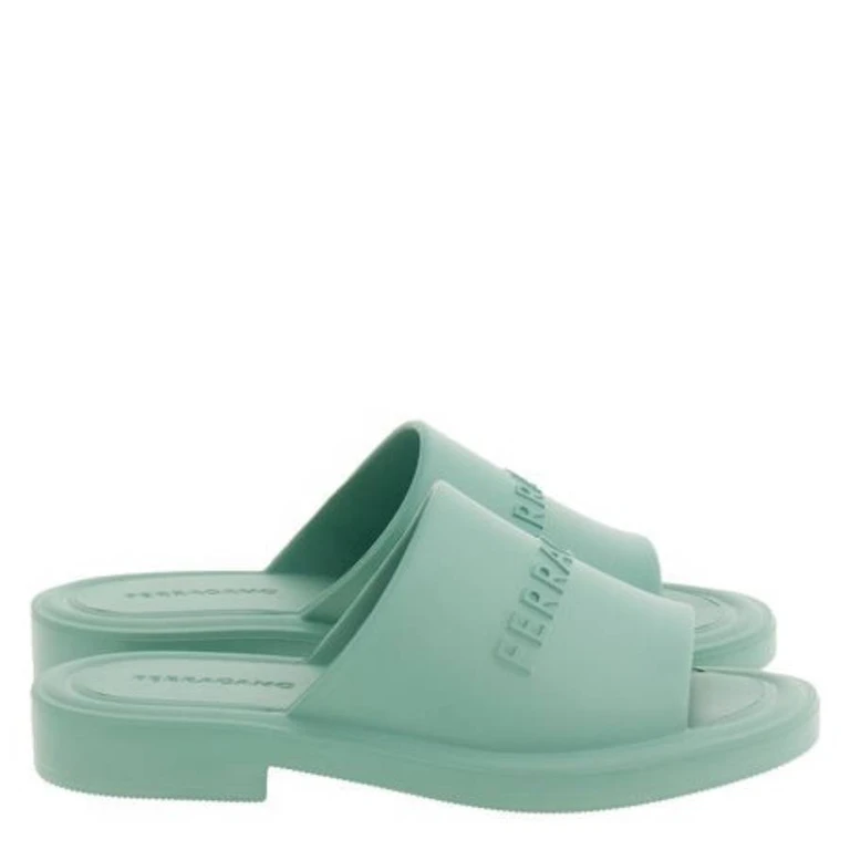 Ferragamo Giuneva Logo Embossed Slides, Size 7