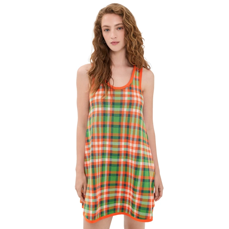 STAUD Piazza Dress Villa Plaid L