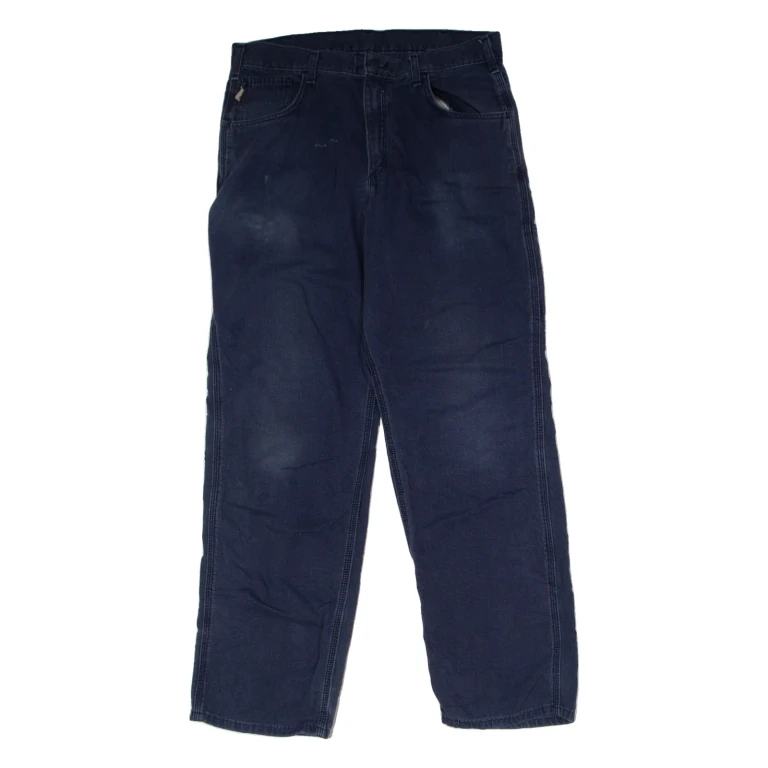 CARHARTT Workwear Mens Canvas Trousers Blue Relaxed Straight W35 L32