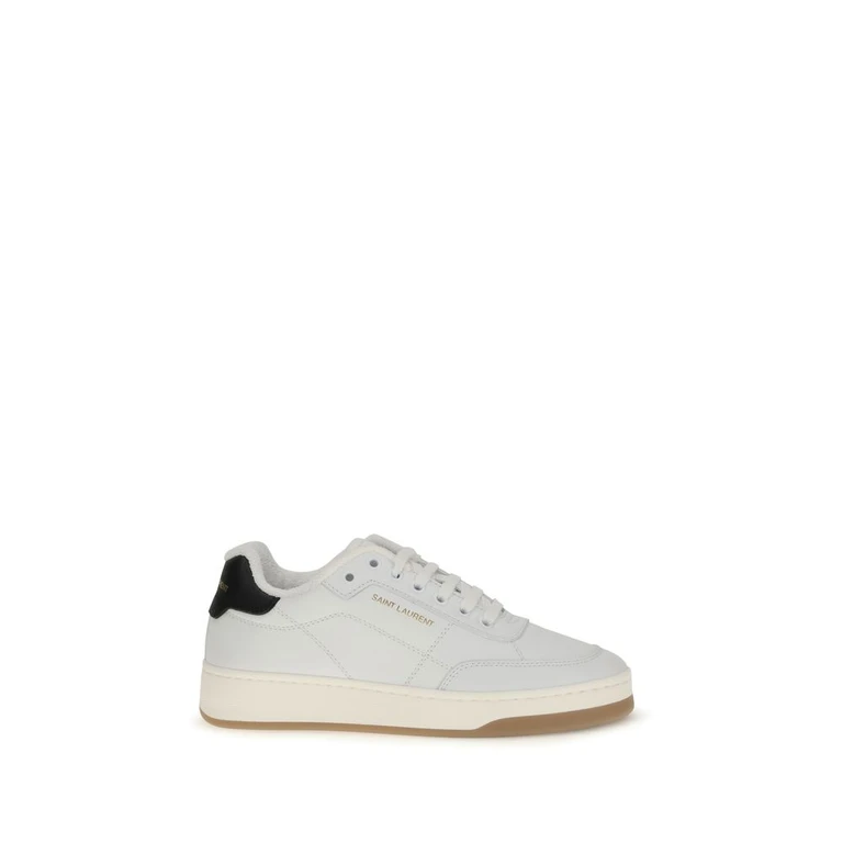 Saint Laurent White Calf Leather Bos Taurus Low Top Sneakers - Women
