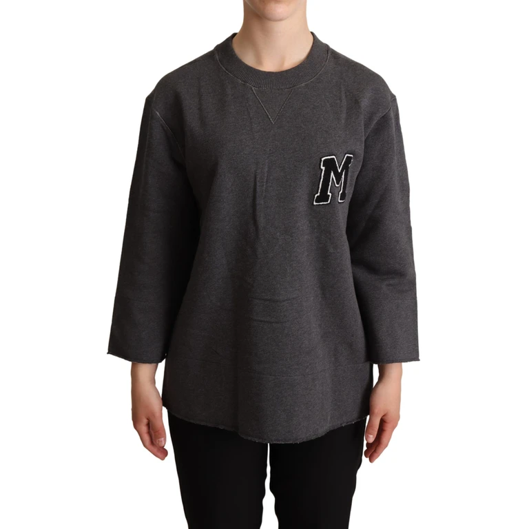 Dolce & Gabbana Gray Embroidered Women Pullover Sweater Cotton Clothing - Women