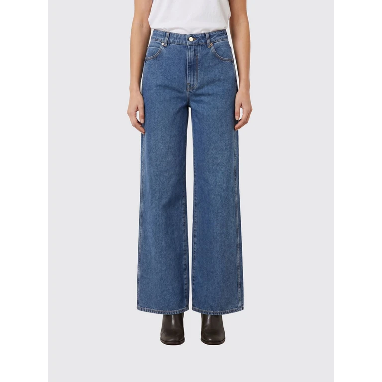 High-Waisted Wide Leg Jeans in Cotton Denim with Five Pockets (HF1MI052DG086EX)