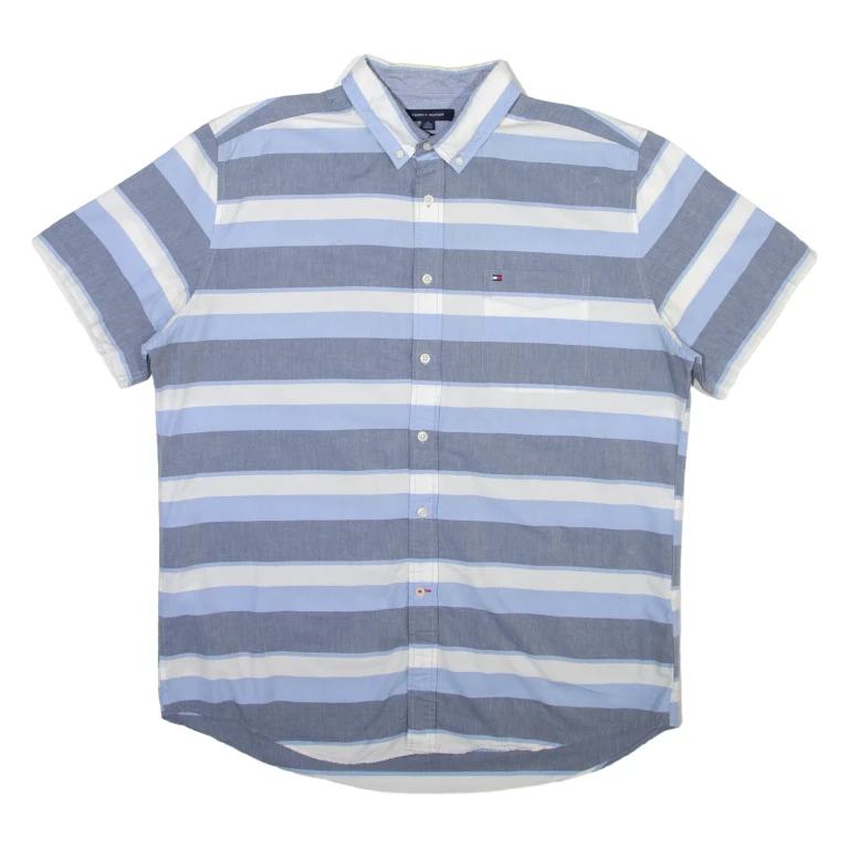 TOMMY HILFIGER Mens Shirt Grey Striped XL