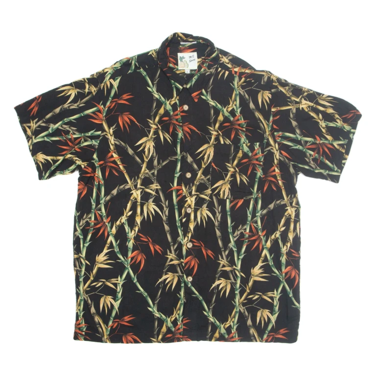 M.E SPORT Mens Hawaiian Shirt Black Crazy Pattern L