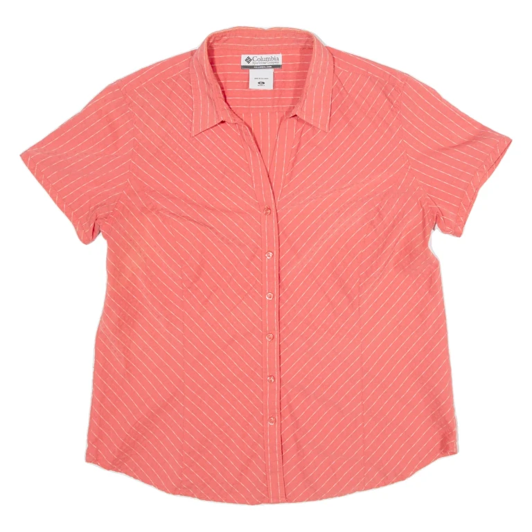COLUMBIA Womens Shirt Orange Striped XL