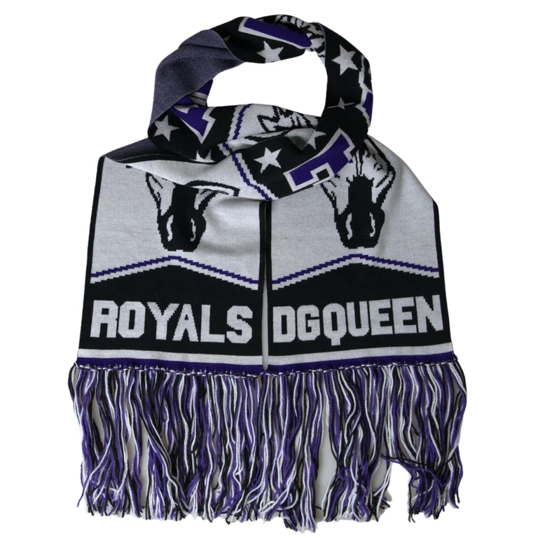 Dolce & Gabbana Multicolor Wool Dg Queen Wrap Fringe Scarf Virgin - Women