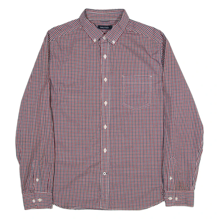 NAUTICA Mens Shirt Red Gingham Long Sleeve XL