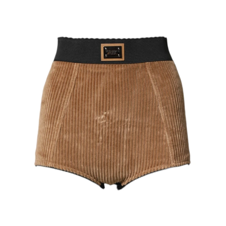 Dolce & Gabbana Brown Cotton High Waisted Hot Pants Shorts Cotton+elastane+polyamide - Women