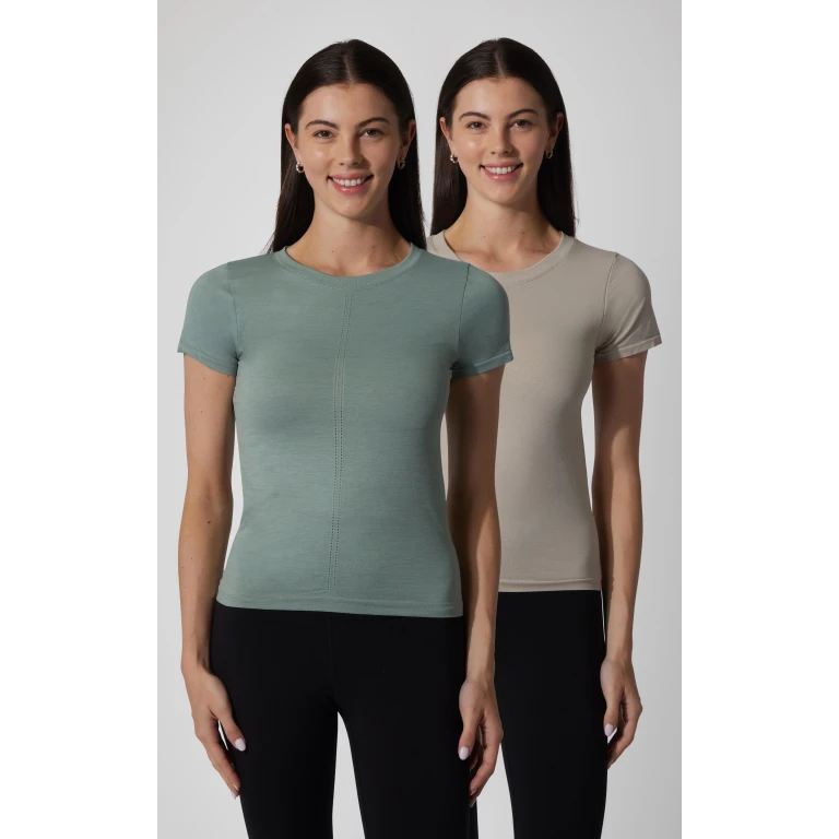 2 PK Seamless Bridgett Short Sleeve Full Length Tee