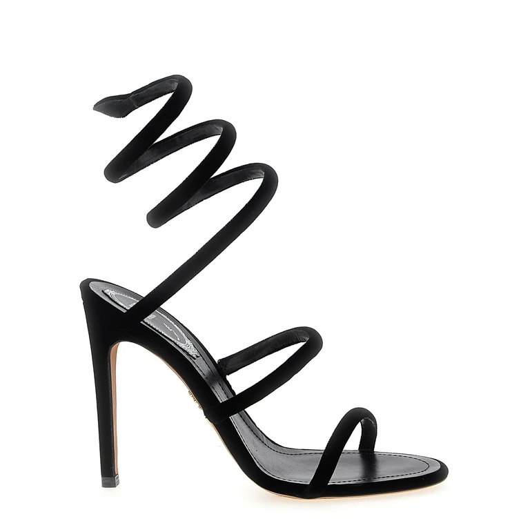 Rene Caovilla Black Textile Stiletto Heel Sandals - Women