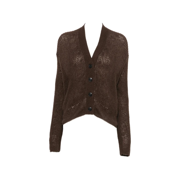 Ribbed-knit V-neck Cardigan