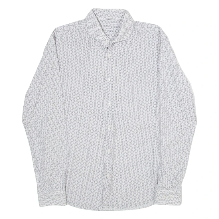 Mens Shirt Blue Spotted Long Sleeve L