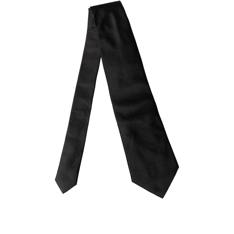 Dolce & Gabbana Black Solid Satin Silk Adjustable Women Necktie Tie - Women