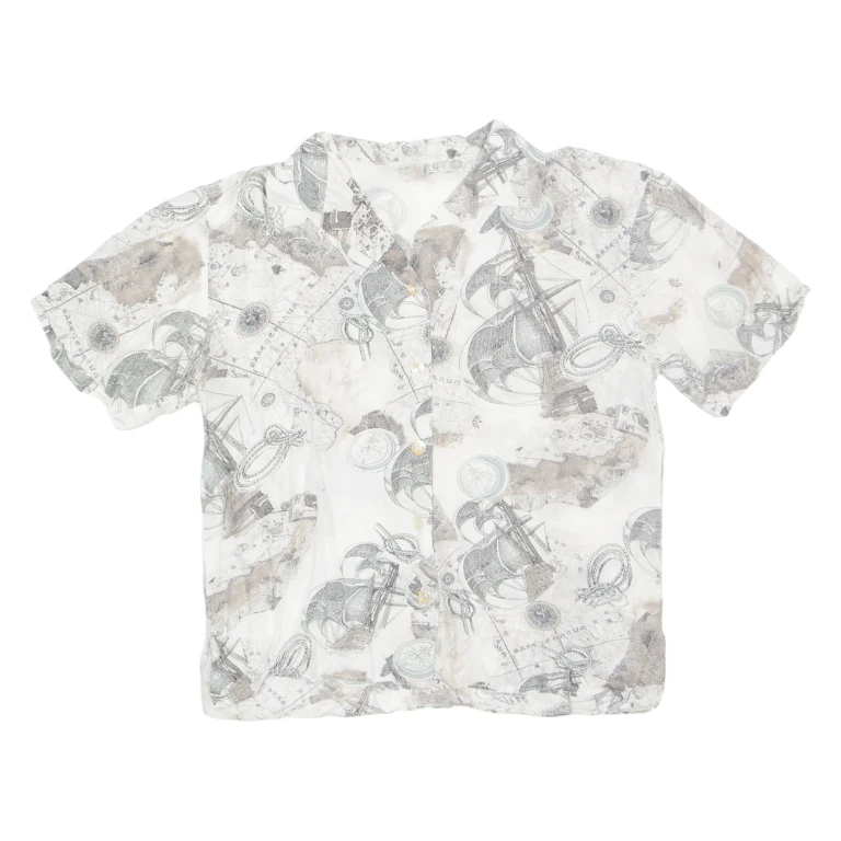 Womens Shirt White Crazy Pattern UK 10