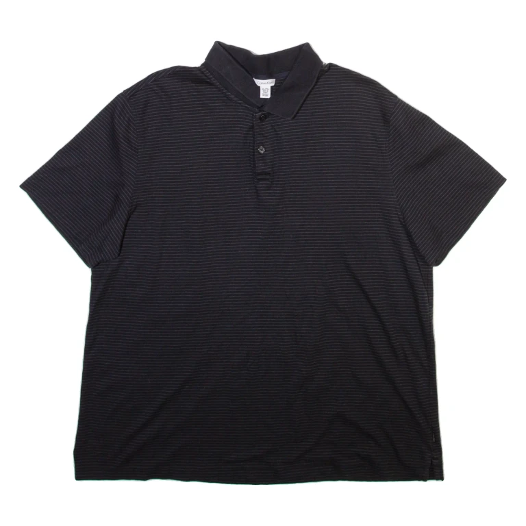 CALVIN KLEIN Mens Polo Shirt Black Striped XL