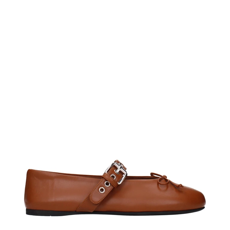 Miu Miu Brown Leather Ballet Flats - Women