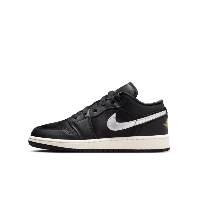 Grade School Retro 1 Low Se 'Black Silver Sail Gold' Gs Sneakers