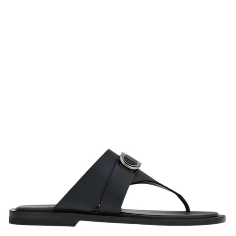 Ferragamo Gancini Embellished Leather Sandals, Size 9