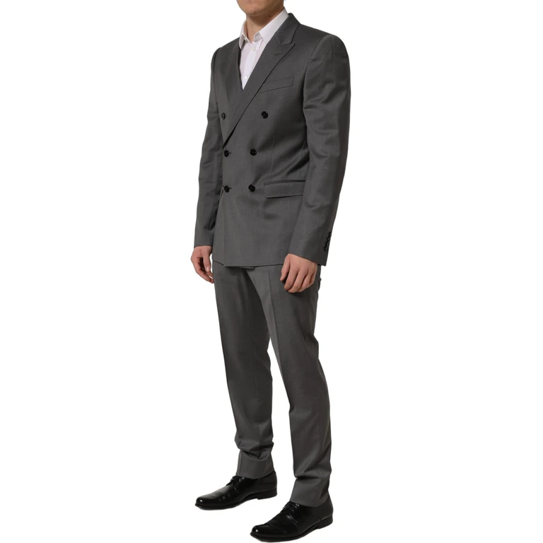 Dolce & Gabbana Gray Martini Slim Fit Formal 2piece Men Suit Virgin Wool Elastane - Men
