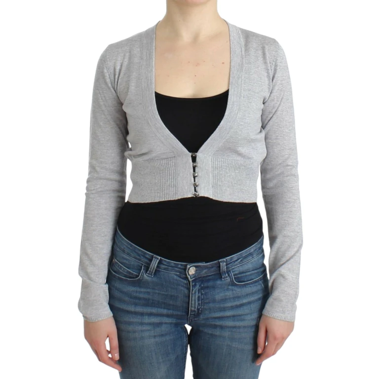 Roberto Cavalli Gray Cropped Wool Cardigan Virgin Clothing - Women