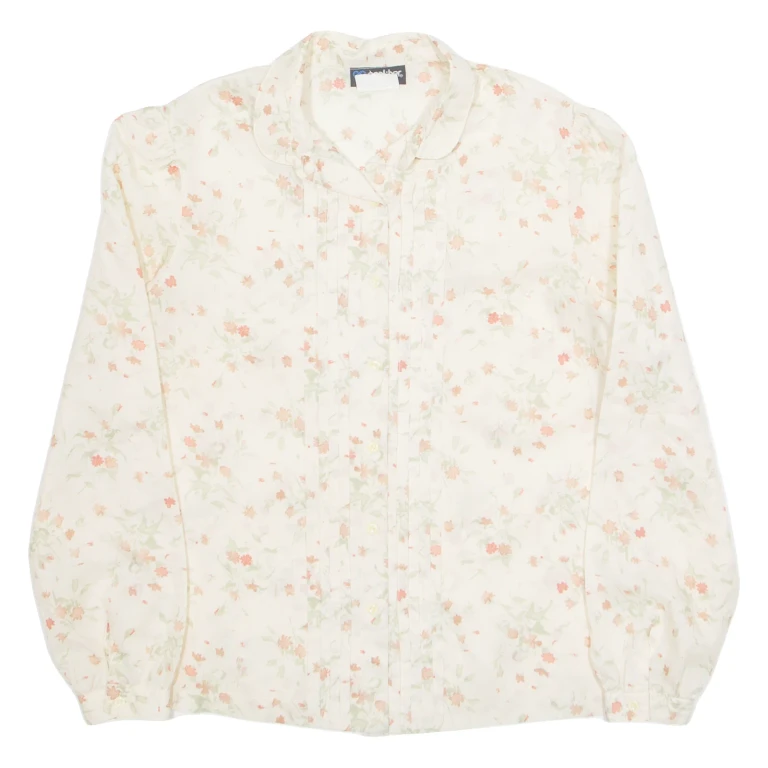 PANTER Womens Printed Shirt Cream Collared Long Sleeve Floral M