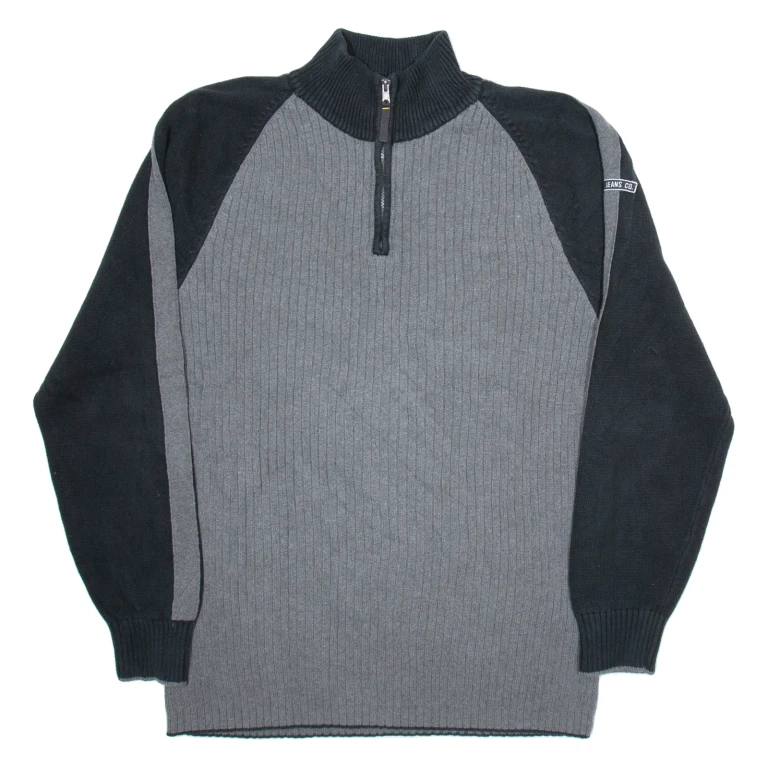 NAUTICA Mens Jumper Grey 1/4 Zip Tight Knit XL