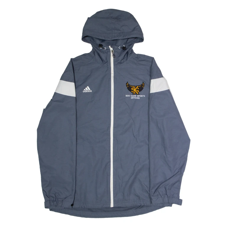 ADIDAS KSU Club Sports Officer Mens Rain Jacket Grey USA Hooded L