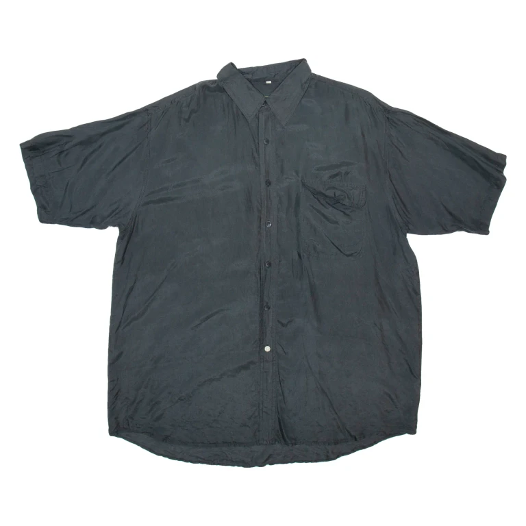 PURA SETA Mens Plain Shirt Black L