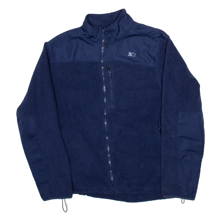 STARTER Mens Fleece Jacket Blue L