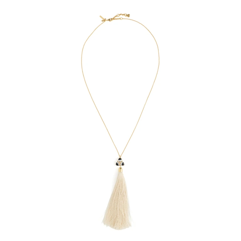 Lele Sadoughi Striped Orchid Tassel Necklace Onyx Marble One Size