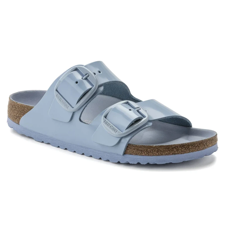 Arizona Big Buckle Natural Leather Patent High Shine Dusty Blue