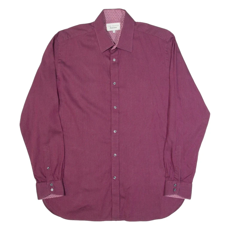 TED BAKER Mens Formal Shirt Maroon Long Sleeve XL