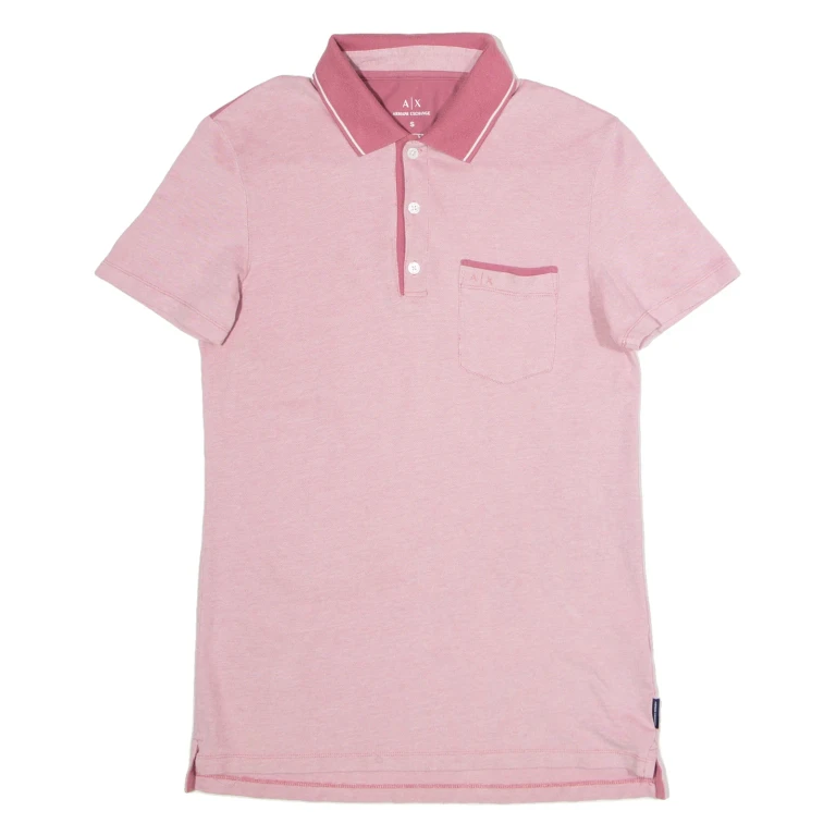ARMANI EXCHANGE Mens Polo Shirt Pink Colourblock S